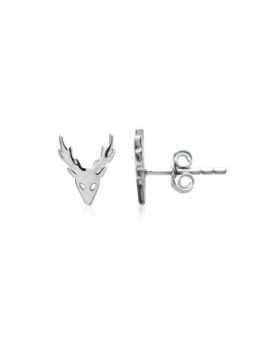 Boucles d'Oreilles en Argent Sterling 925 avec Motif de Cerf - Nature Élégante et Fermoir Poussette