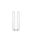 Boucles d'Oreilles Pendantes à Crochet en Argent Sterling 925 avec Tige et Fleur Incrustée de Zircon