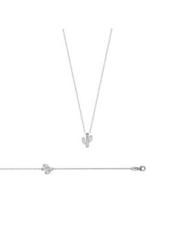 Bracelet Chaîne en Argent Sterling 925 avec Charm Cactus - Style Unique et Naturellement Élégant