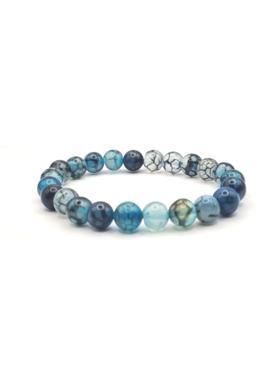 Bracelet en Perles d'Œil de Dragon Bleu Naturel - Mystique et Protection