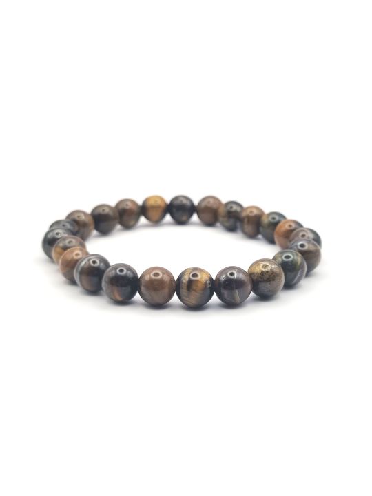 Bracelet en Perles d'Œil de Tigre Naturel - Protection et Confiance en Soi