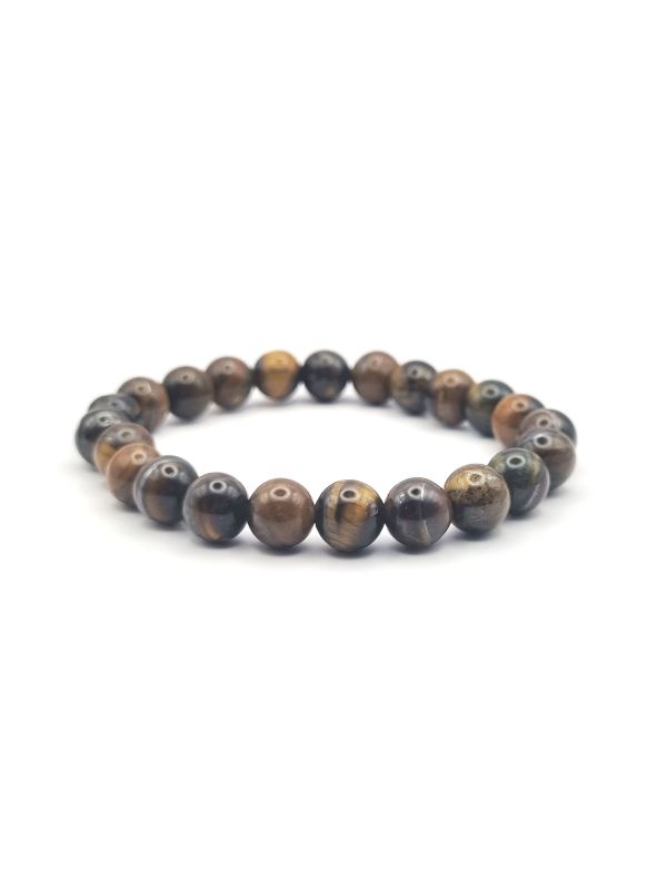 Bracelet en Perles d'Œil de Tigre Naturel - Protection et Confiance en Soi