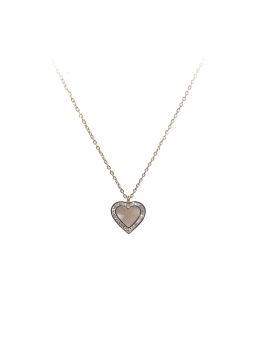 Collier en Acier Inoxydable Doré avec Cœur Nacré et Zircon - Douceur et Élégance