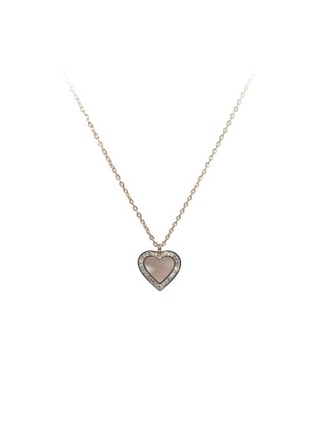 Collier en Acier Inoxydable Doré avec Cœur Nacré et Zircon - Douceur et Élégance