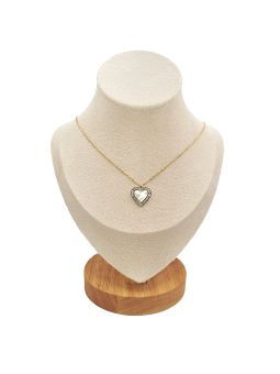 Collier en Acier Inoxydable Doré avec Cœur Nacré et Zircon - Douceur et Élégance