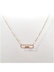 Collier en Acier Inoxydable Doré, Pendentif Rectangulaire à Bords Arrondis et 3 Zircons - Design Moderne et Élégant