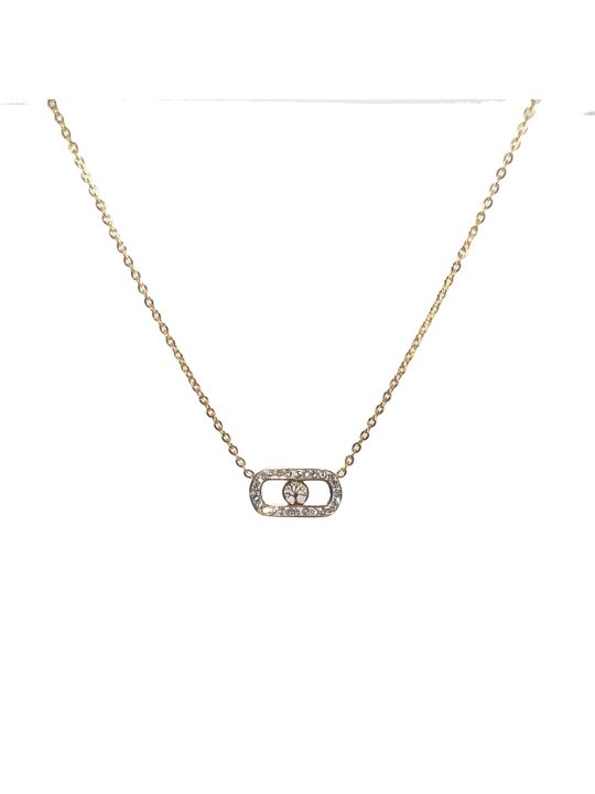 Collier en Acier Inoxydable Doré, Pendentif Rectangulaire Arbre de Vie et Zircon - Harmonie et Éclat