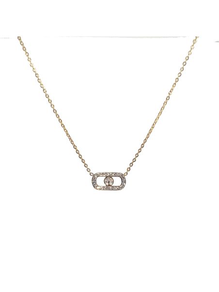 Collier en Acier Inoxydable Doré, Pendentif Rectangulaire Arbre de Vie et Zircon - Harmonie et Éclat