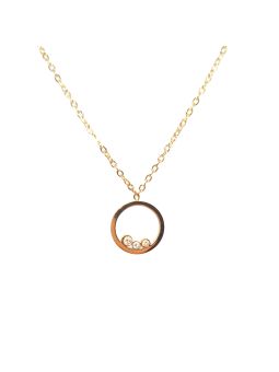 Collier en Acier Inoxydable Doré avec Cercle et Trois Zircons - Élégance Minimaliste