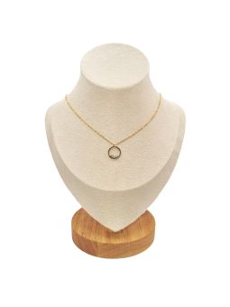 Collier en Acier Inoxydable Doré avec Cercle et Trois Zircons - Élégance Minimaliste
