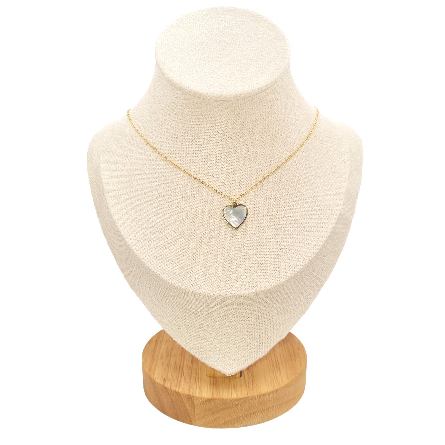 Collier en Acier Inoxydable Doré avec Cœur Intérieur Nacré - Élégance Romantique