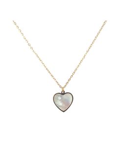 Collier en Acier Inoxydable Doré avec Cœur Intérieur Nacré - Élégance Romantique