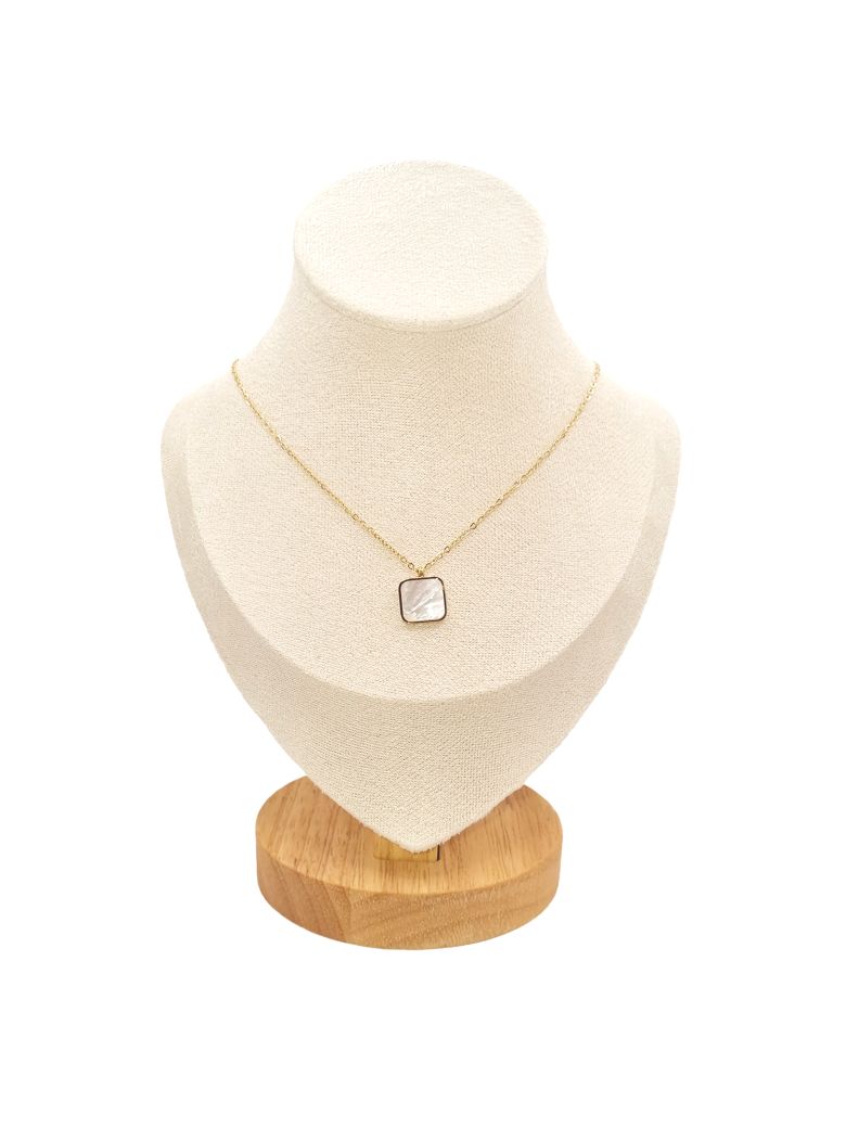 Collier en Acier Inoxydable Doré, Pendentif Rectangulaire Arbre de Vie et Zircon - Harmonie et Éclat