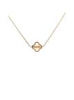 Collier en Acier Inoxydable Doré avec Trèfle Intérieur Nacré et Trois Zircons – Charme et Élégance