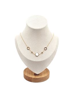 Collier en Acier Inoxydable Doré avec Motifs Fleur en Nacre – Élégance Naturelle et Chic