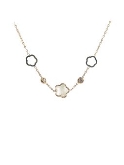 Collier en Acier Inoxydable Doré avec Motifs Fleur en Nacre – Élégance Naturelle et Chic