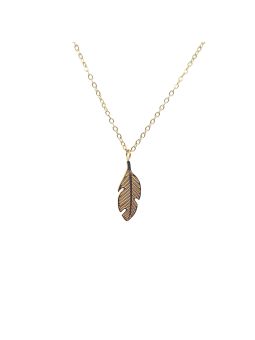 Collier en Acier Inoxydable Doré avec Pendentif Plume Élégante