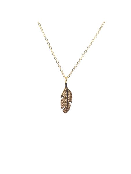 Collier en Acier Inoxydable Doré avec Pendentif Plume Élégante