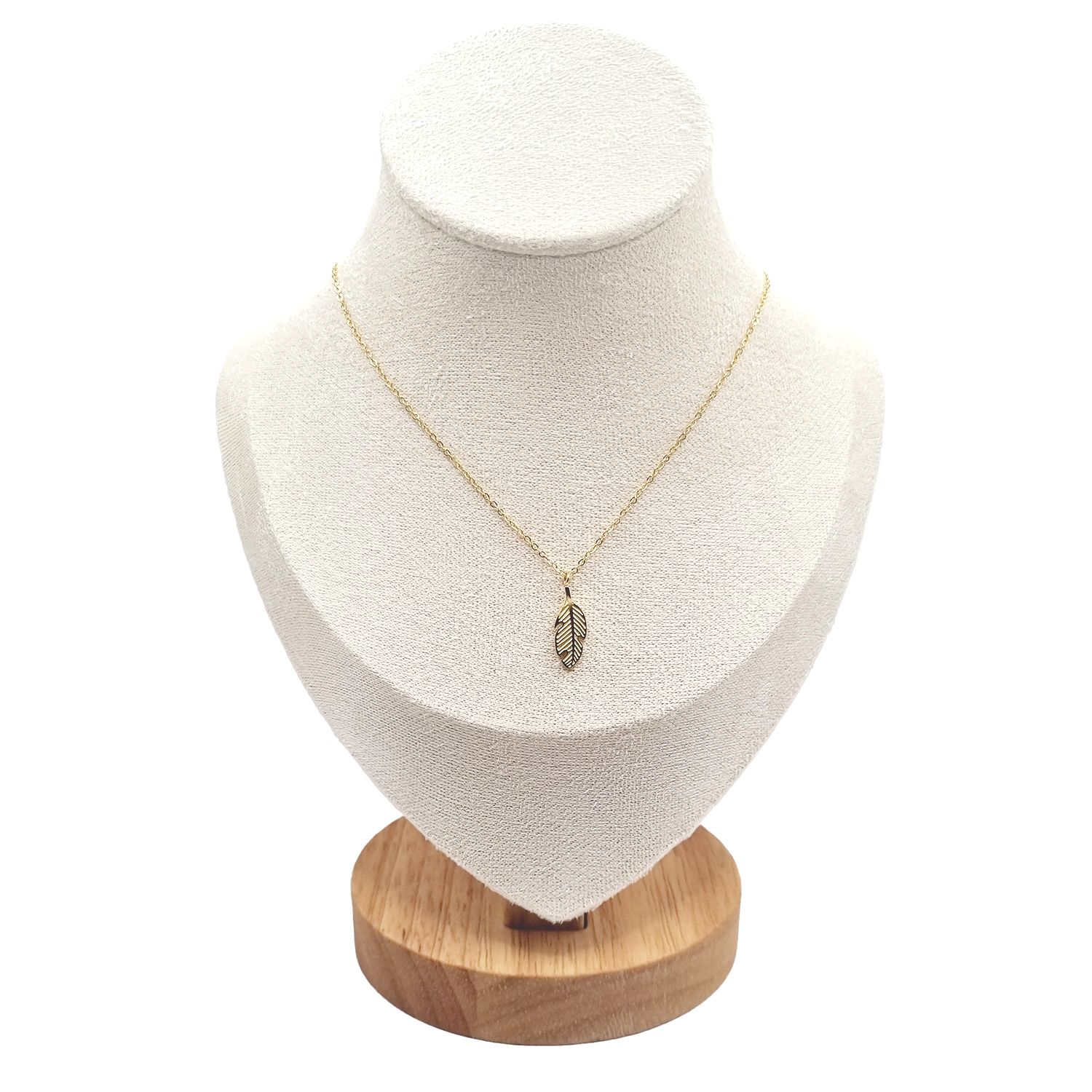 Collier en Acier Inoxydable Doré avec Pendentif Plume Élégante