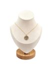 Collier en Acier Inoxydable Doré avec Anneau Sertie de Zircons et Pendentif Arbre de Vie