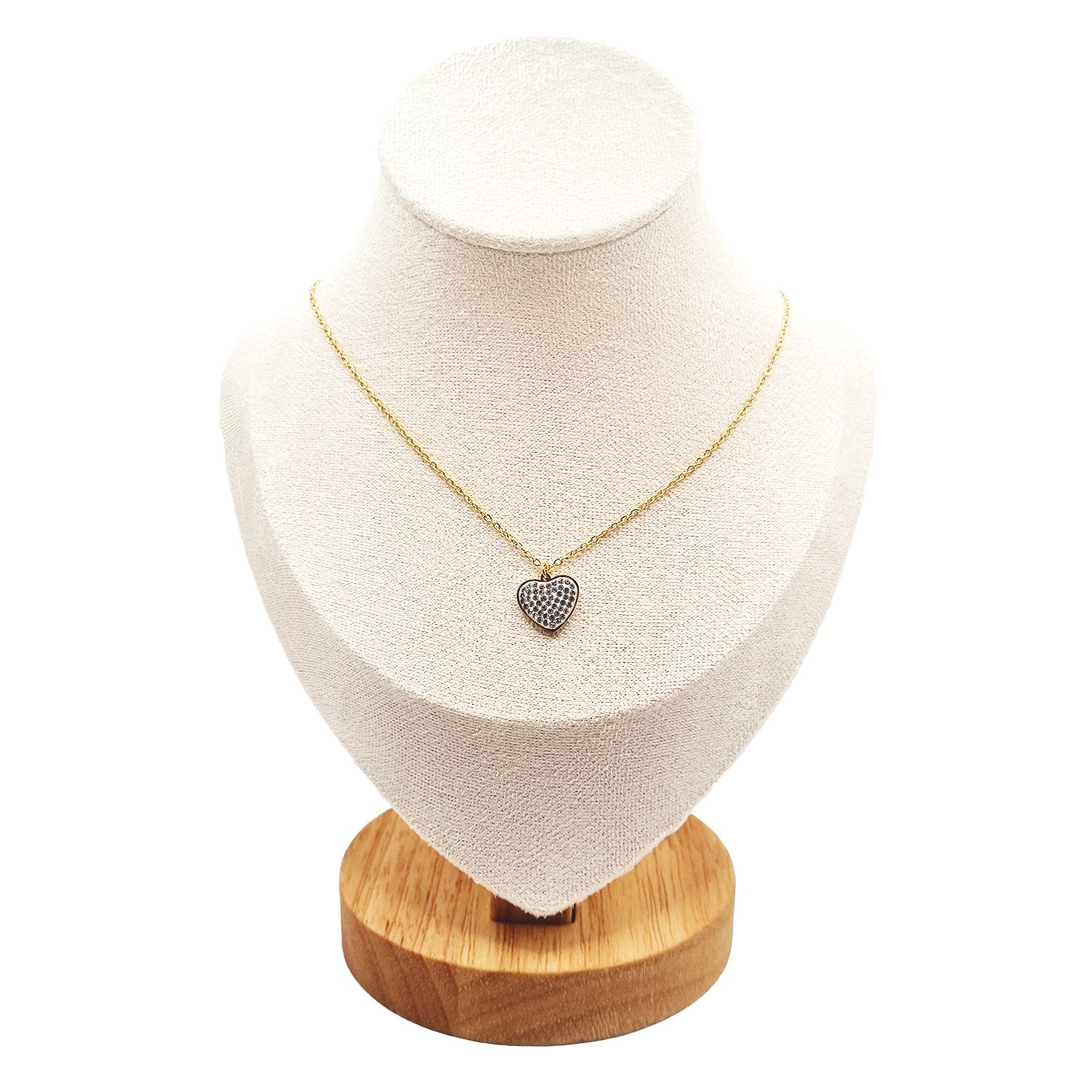 Collier Cœur en Acier Inoxydable Doré avec Zircon Incrusté - Élégance et Durabilité