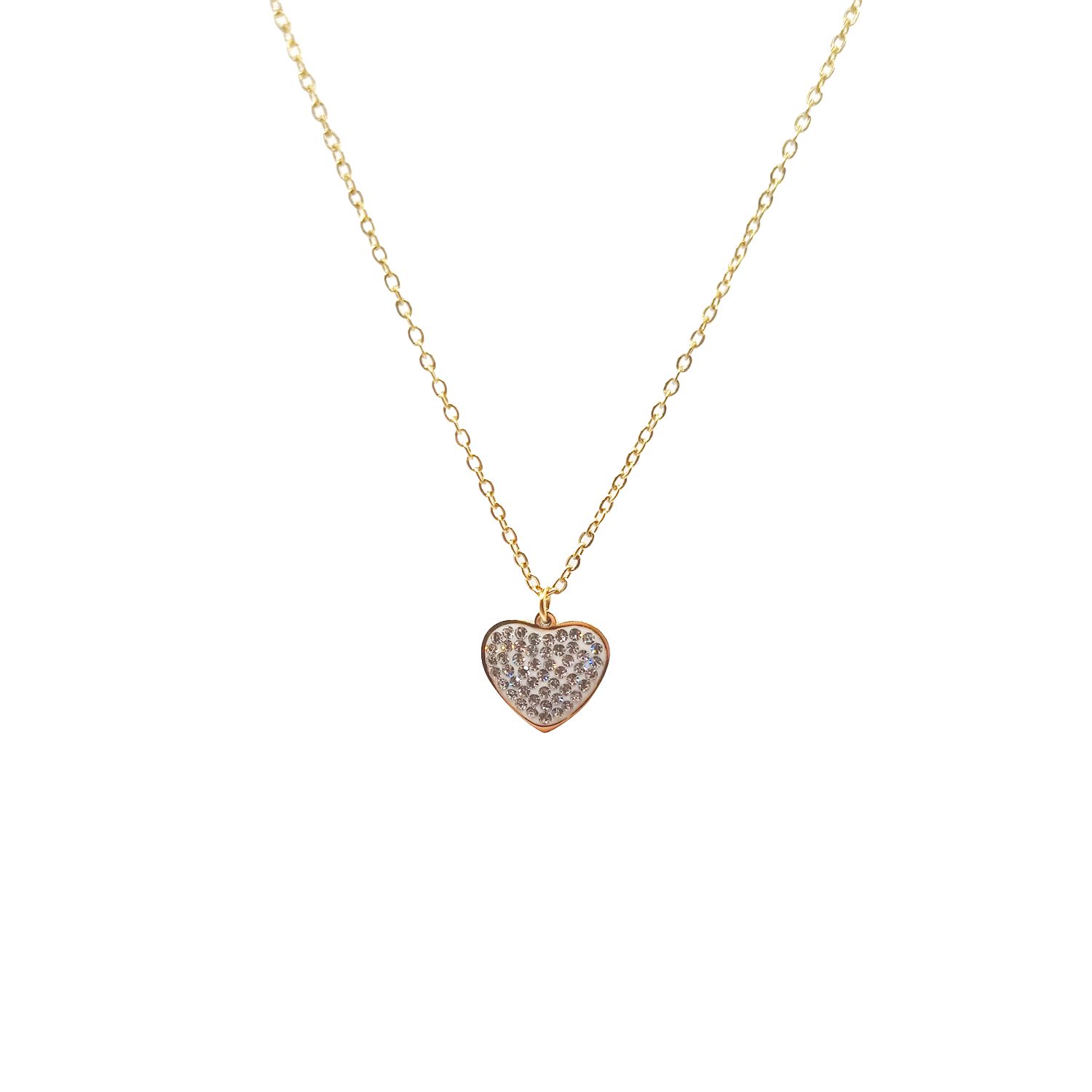 Collier Cœur en Acier Inoxydable Doré avec Zircon Incrusté - Élégance et Durabilité