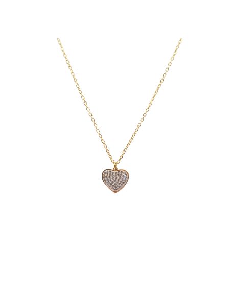 Collier Cœur en Acier Inoxydable Doré avec Zircon Incrusté - Élégance et Durabilité