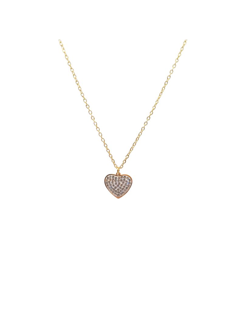 Collier Cœur en Acier Inoxydable Doré avec Zircon Incrusté - Élégance et Durabilité