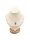 Collier en Acier Inoxydable Doré avec Anneau Sertie de Zircon Arbre de Vie et Perle Blanche – Symbole de Vie et d'Élégance