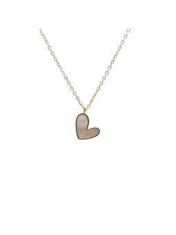 Collier en Acier Inoxydable Doré avec Cœur Nacré – Éclat Romantique et Élégance