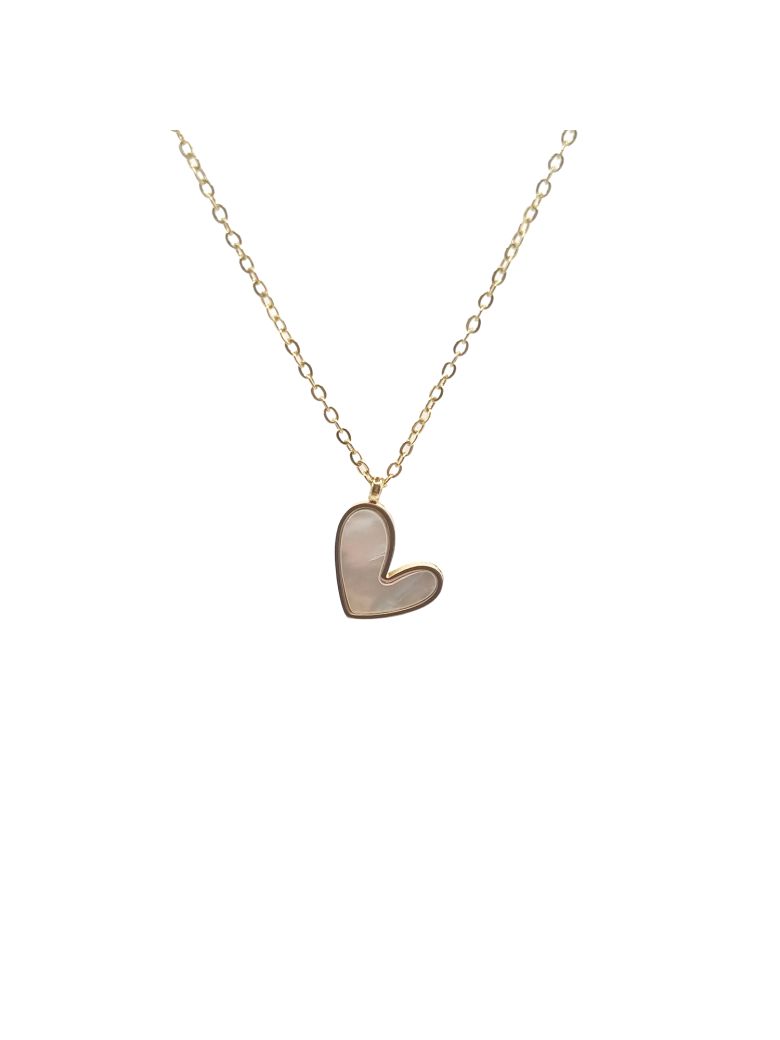 Collier en Acier Inoxydable Doré avec Cœur Nacré – Éclat Romantique et Élégance