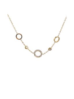 Collier en Acier Inoxydable Doré avec Motifs Fleur en Nacre et 2 Zircons – Élégance Naturelle et Chic