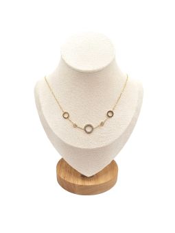Collier en Acier Inoxydable Doré avec Motifs Fleur en Nacre et 2 Zircons – Élégance Naturelle et Chic