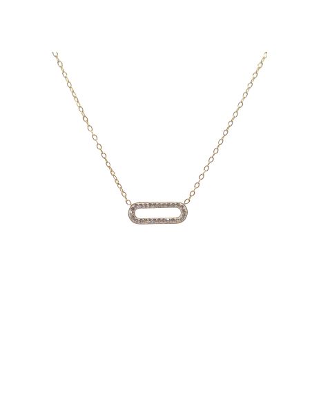 Collier en Acier Inoxydable Doré Géométrique Rectangulaire Rempli de Zircons – Modernité et Éclat