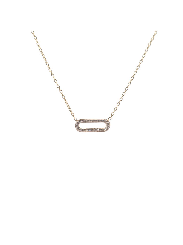 Collier en Acier Inoxydable Doré Géométrique Rectangulaire Rempli de Zircons – Modernité et Éclat