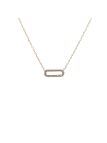 Collier en Acier Inoxydable Doré Géométrique Rectangulaire Rempli de Zircons – Modernité et Éclat