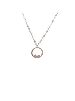 Collier en Acier Inoxydable Argenté avec Anneau et Trois Zircons - Sobriété et Éclat