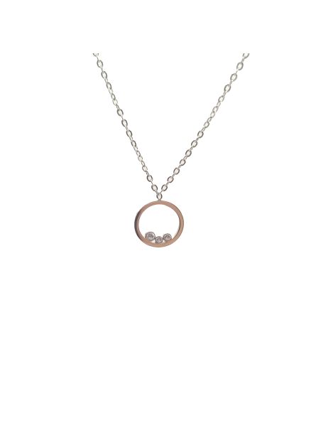 Collier en Acier Inoxydable Argenté avec Anneau et Trois Zircons - Sobriété et Éclat