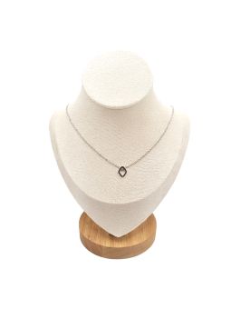 Collier en Acier Inoxydable Argenté avec Pendentif Losange et Zircon - Élégance Minimaliste