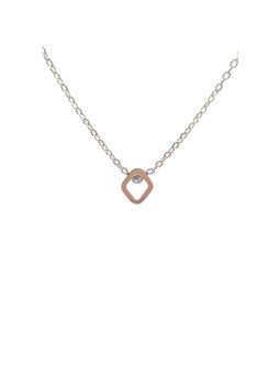 Collier en Acier Inoxydable Argenté avec Pendentif Losange et Zircon - Élégance Minimaliste