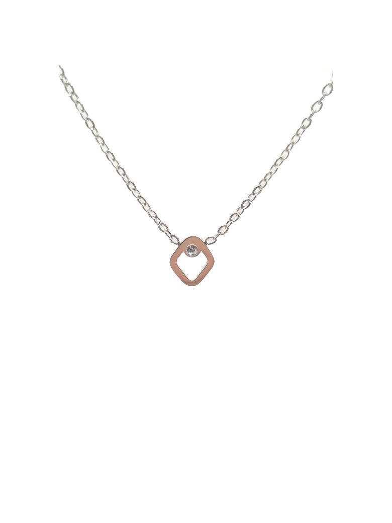 Collier en Acier Inoxydable Argenté avec Pendentif Losange et Zircon - Élégance Minimaliste