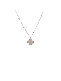 Collier en Acier Inoxydable Argenté avec Motif Floral Nacré – Douceur et Élégance Naturelle