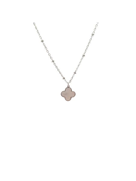 Collier en Acier Inoxydable Argenté avec Motif Floral Nacré – Douceur et Élégance Naturelle