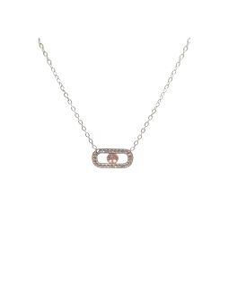 Collier en Acier Inoxydable Argenté avec Pendentif Rectangulaire Incrusté de Zircon et Arbre de Vie – Harmonie et Éclat