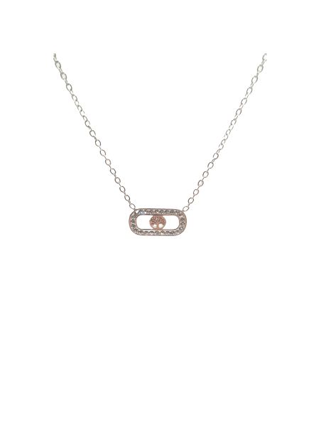 Collier en Acier Inoxydable Argenté avec Pendentif Rectangulaire Incrusté de Zircon et Arbre de Vie – Harmonie et Éclat