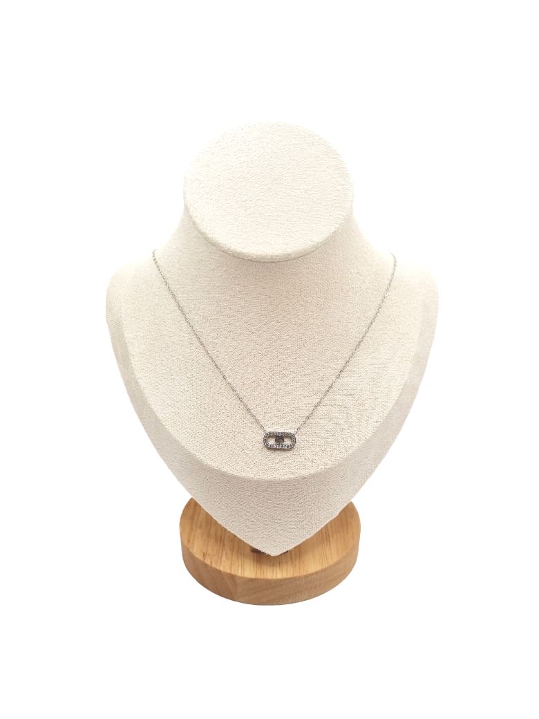 Collier en Acier Inoxydable Argenté avec Pendentif Rectangulaire Incrusté de Zircon et Arbre de Vie – Harmonie et Éclat