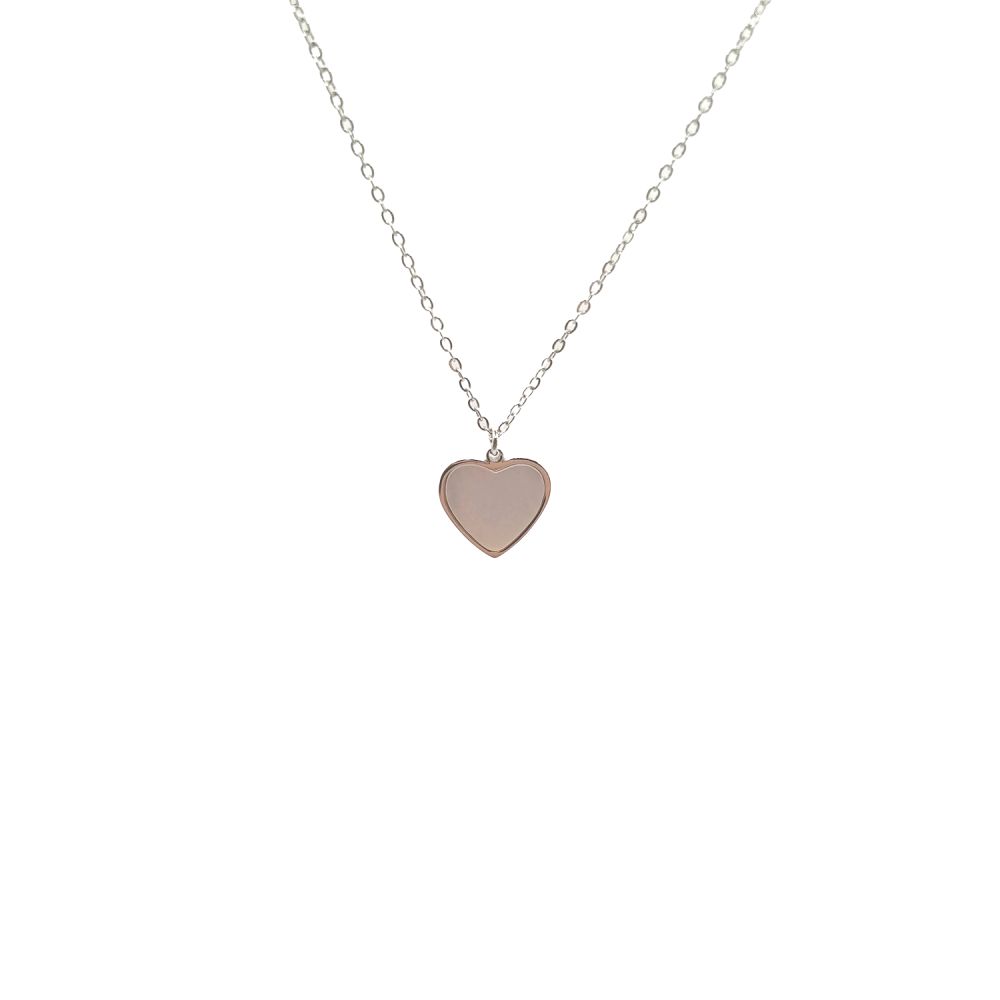 Collier en Acier Inoxydable Argenté avec Cœur Nacré – Douceur et Élégance Intemporelle