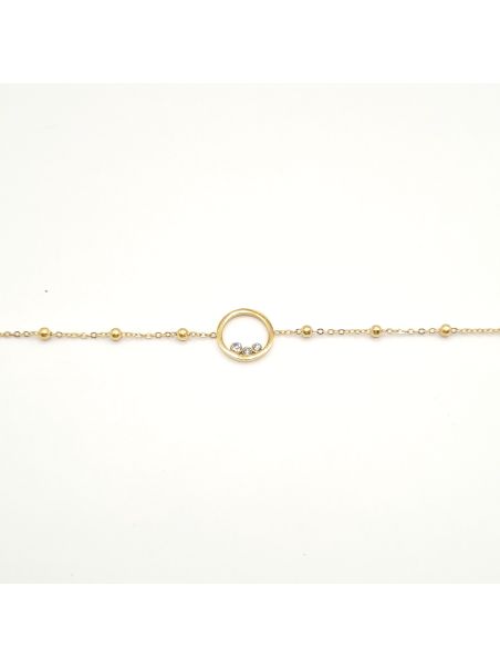 Bracelet Chaîne en Acier Inoxydable Doré avec Cristal – Élégance Minimaliste et Intemporelle
