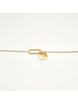 Bracelet Chaîne en Acier Inoxydable avec Rectangle et Charm Rond – Élégance Moderne et Minimaliste