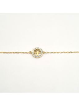 Bracelet Chaîne en Acier Inoxydable avec Anneau Arbre de Vie et Zircons – Harmonie et Éclat Intemporel